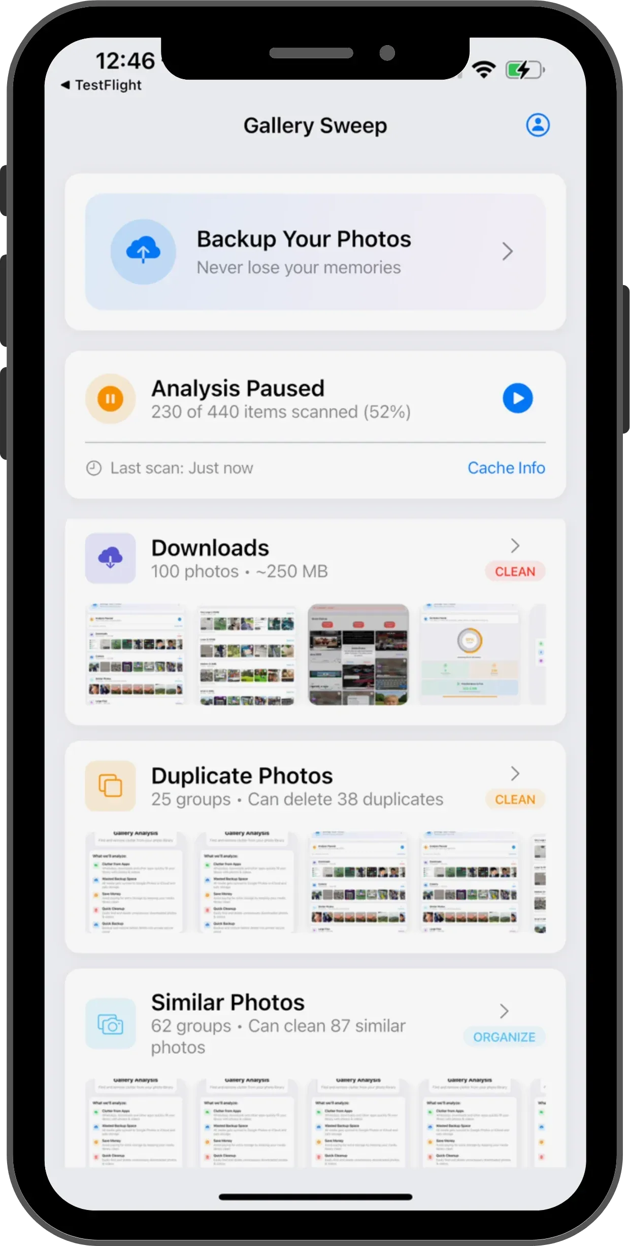 Gallery Clean Sweep app screenshot